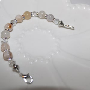 Cherry Blossom Agate Stream Beaded Medical Alert Bracelet
