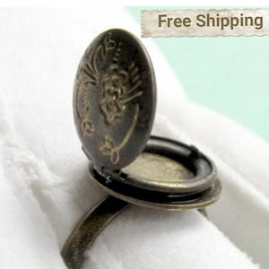 Poison Ring, Poison Locket Ring, Neuheit Schmuck, Gothic Ring, Haustier-Memorial Schmuck, zierlicher Ring