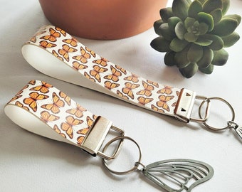 Monarch Butterfly KeyChain, Butterfly wristlet, Viceroy Butterfly Lover, Insect Key Fob, Gift for Mom