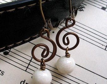 Treble Clef Earrings, Music Earrings, Music Lover, Vintage Style Earrings, Gift for Her Jewelry, Music Teacher