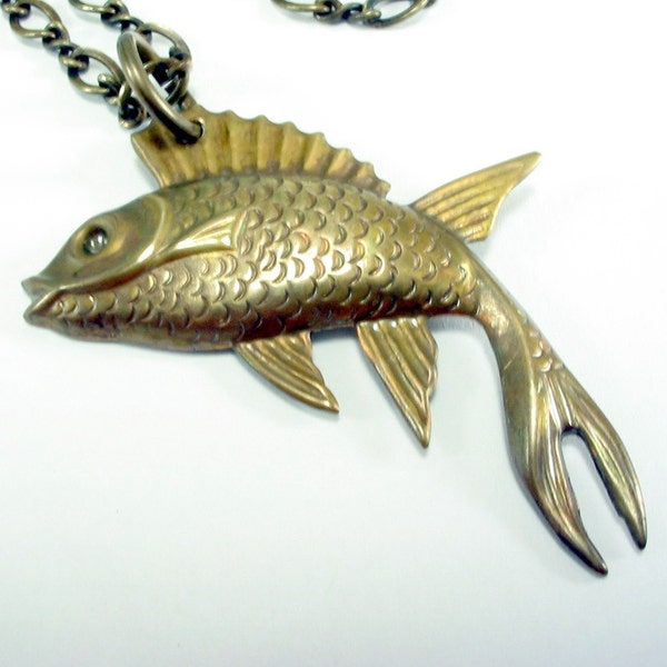 Koi Fish - Brass Pendant Necklace