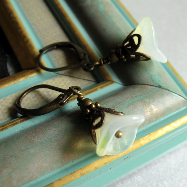 Pale Yellow Flower Earrings Shabby Chic Cottage Style Mothers Day Outdoor Wedding Garden