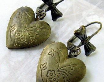 Heart Locket Earrings, Heart Earrings, Locket Earrings, Gift for Her Jewelry