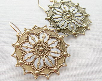 Medallion Earrings, Silver Medallian Earrings, Pewter Earrings, Gift for Her Jewelry