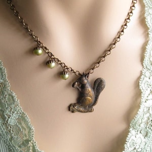 Squirrel Necklace, Mom Jewelry, Woodland Jewelry, Squirrel Lover, Acorn Necklace, Gift for Grandma image 1