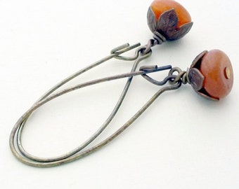 Bittersweet Berry Earrings, Orange Gemstone Earrings, Fall Earrings, Dangle Earrings, Gifts for Her,