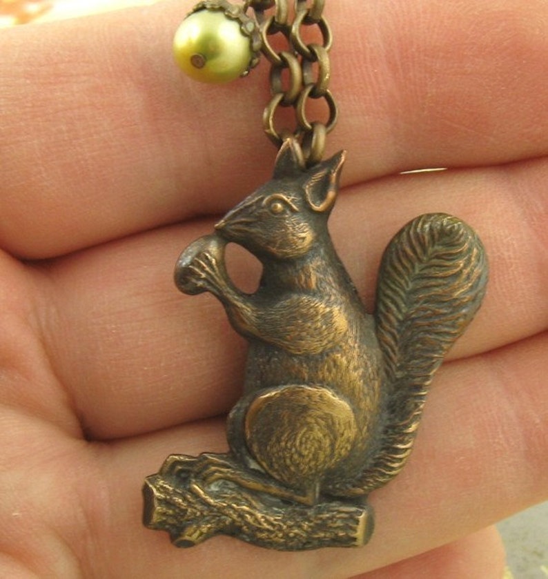 Squirrel Necklace, Mom Jewelry, Woodland Jewelry, Squirrel Lover, Acorn Necklace, Gift for Grandma image 3