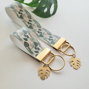 Llavero Monstera, Pulsera tropical, Llavero de planta de interior, Regalo amante de las plantas, Pulgar verde, cuero vegano, cuero sintético, plantmama, monstera