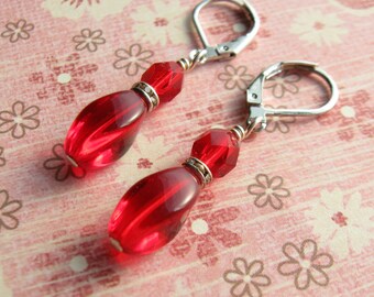 Red Earrings Silver earrings goddess Earrings valentines day gift for her red drop earrings red dangle earrings