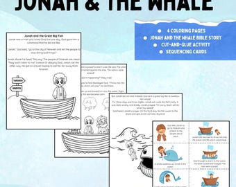 Jonah and the Whale Coloring Pages - Etsy