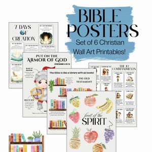Bibelposter für Kinder - Set mit 6 christlichen Wandkunst-Drucken!