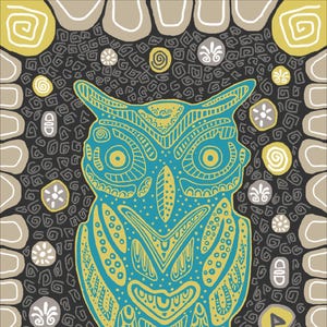 Set di cartoline gufo Atena (confezione da 4) – Cartoline mitologia greca - Grigio ardesia