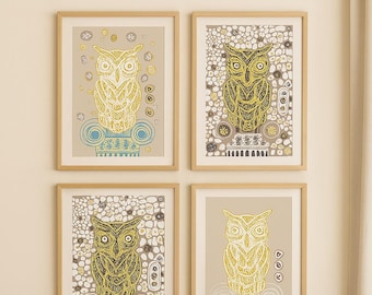 Athena Owl Print Set: Greek Mythology Wall Art (Digital Download)