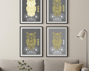 Athena Owl Print Set: Greek Mythology Wall Art (Digital Download)