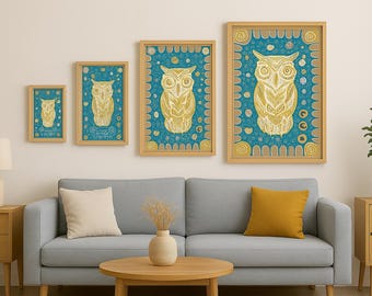 Athena Owl Print Set: Greek Mythology Wall Art (Digital Download)