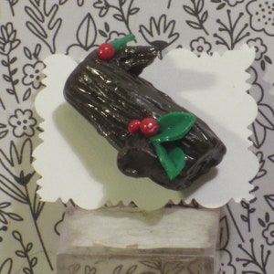 Miniature Yule log Christmas cake  Dollhouse food