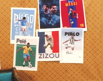 Miniature Soccor Star posters  Set of 6