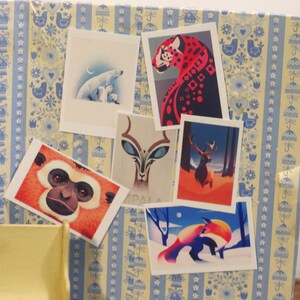 Miniature Art prints of Animals  set of 6
