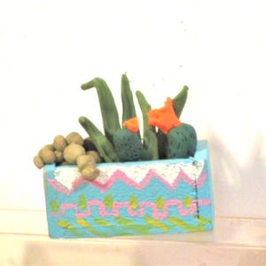 Miniature SW style window box potted cacti