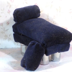Miniature Side sofa Blue Velvet dollhouse furniture