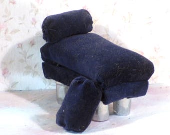 Sale Miniature Side sofa Blue Velvet dollhouse furniture