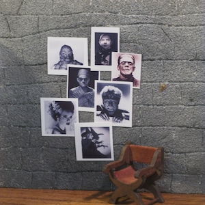 Miniature Horror movie stars publicity photos Set of 7
