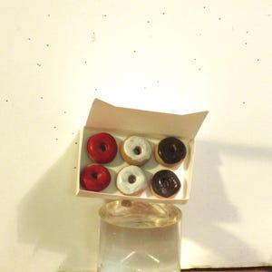 Miniature box of 6 iced donuts  Dollhouse food