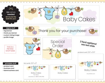 Custom Etsy Shop Design | Etsy Store Graphic Elements | Baby Child Products | Homemade Products Theme | Business Card Design