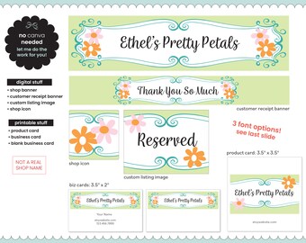 Custom Etsy Shop Design | Etsy Store Graphic Elements | Pretty Feminine Floral Flourish | Homemade Products Theme | Business Card Design