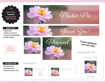 Custom Etsy Shop Design | Etsy Store Graphic Elements | Digital Customizable Shop Bundle Art | Floral Photo | Pink Flower Phototography