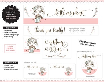 Custom Etsy Shop Design | Etsy Store Graphic Elements | Digital Customizable Shop Bundle Art | Customizable Graphics | Business Card Design