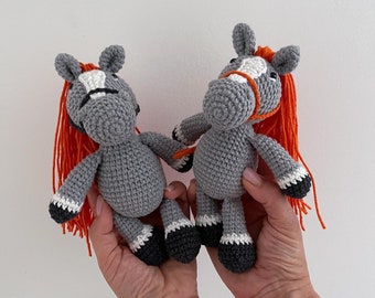 Handcrafted, Charismatic Grey Crochet Horse - Birthday & Keepsake Gifts