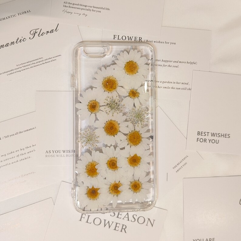 Coque de portable marguerite chic, cadeau délicat pour quelqu'un de spécial, cadeau de fête des mères, coque de fleurs séchées image 7