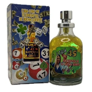 Spiritual Anointing Perfume -(Liga 45 Elementos Buena Suerte) -45 Elements of Good Luck -(Pack of 1) -(includes Talismans and Amulets)
