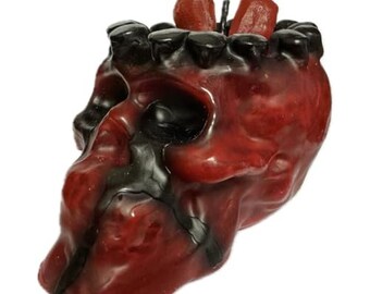 Skull Image Candle -Vela de Craneo Con Munecos -(Red/Black) -Magic,Spell,Voodoo,Hoodoo,Spell Work,Wicca,Pagan -(1pc)