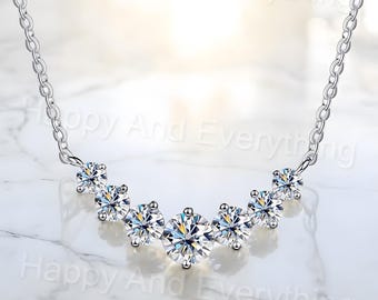 Moissanite Necklace: 925 Sterling Silver, 18k White Gold Plated