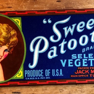 Vintage Sweet Patooties Vegetables Can Label