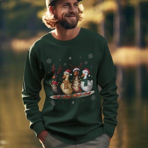 クリスマス ダック スウェットシャツ | サンタ ダック スウェットシャツ | レディース ダック スウェットシャツ | 面白いファーマー ファーム パーカー | クリスマス スウェットシャツ