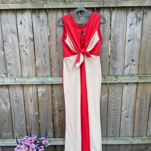 Vintage red and tan wide-leg jumpsuit