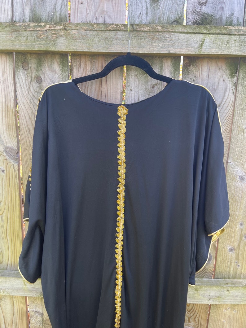 Black Ikat Gold Short Sleeve Kaftan