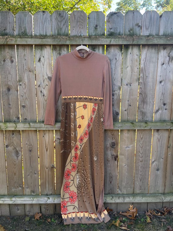 1960s novelty Paganne maxi dress