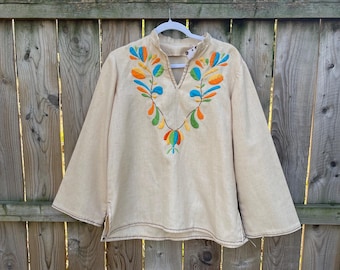 1970s Embroidered bell sleeve blouse