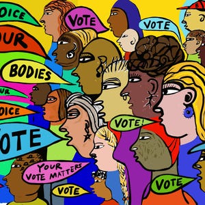 Vote Choice Vote Postcards for Get Out The Vote Postcards Postcards to Voters Original Design by artist Deb Putnoi