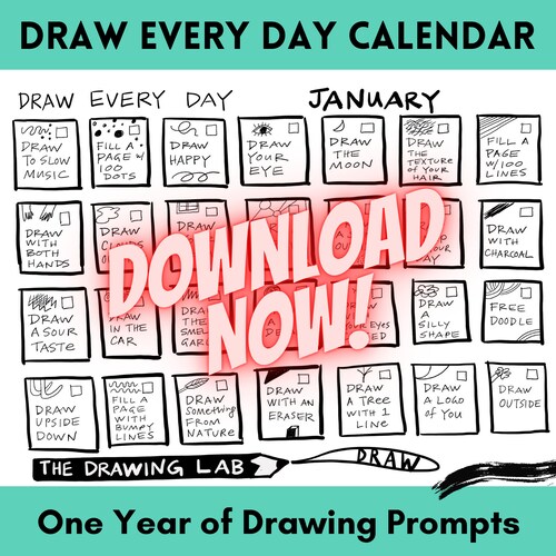 Draw Every Day Calendar PDF Download Etsy