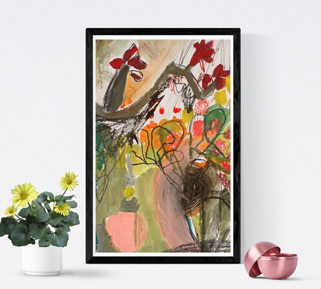 Abstract Flower Art Print: Modern Collage Wall Decor (digital Download ...
