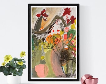 Abstract Flower Art Print: Modern Collage Wall Decor (Digital Download)