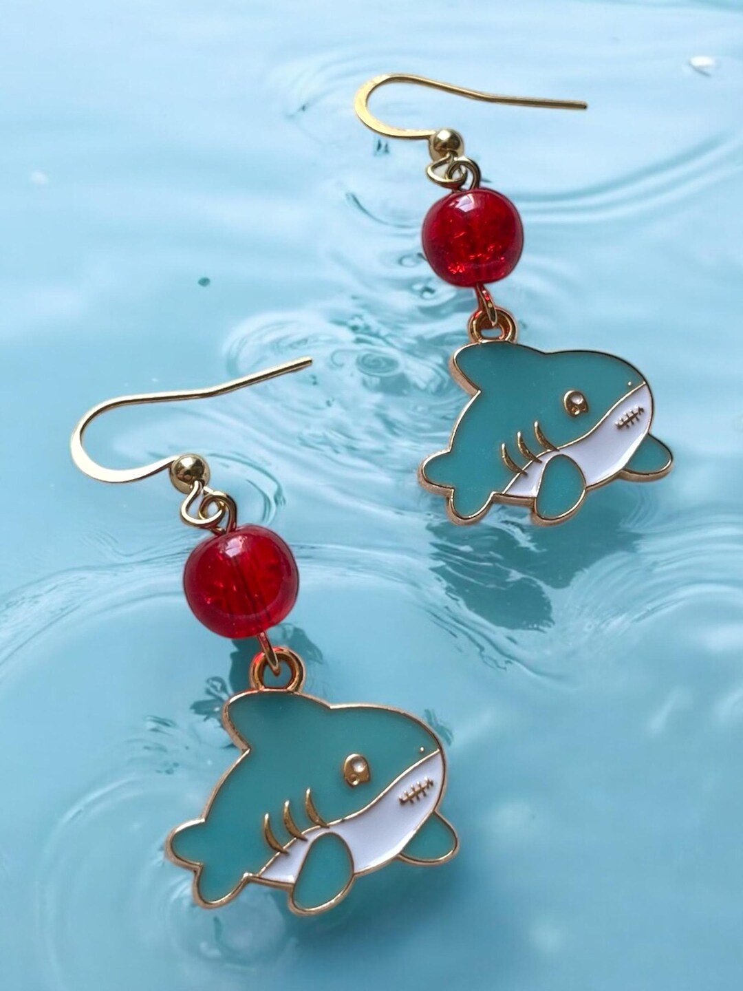 Cartoon Shark Dangle Earrings: Gold Stainless Steel - Etsy