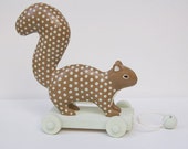 squirrel pull toy - chocolate and aqua