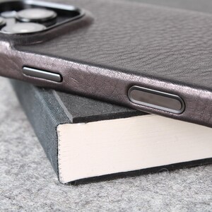 iPhone 16 Pro Leather Case | Handmade iPhone Cover | Metal Camera Ring & Button | Premium slim phone case with camera button image 9