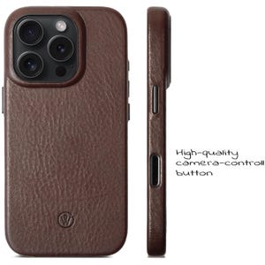 iPhone 16 Pro Leather Case | Handmade iPhone Cover | Metal Camera Ring & Button | Premium slim phone case with camera button image 5